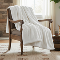 Tache white ivory polar faux fur sherpa throw blanket