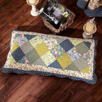 Tache Spring Shower Olive Green Navy Blue Floral Scalloped Cotton Patchwork Quilt Set, photo 3 of 7
