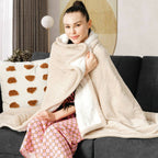 Heated Electric Sherpa Throw Blanket in Beige/White, photo 2 of 5