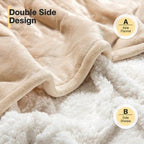 Heated Electric Sherpa Throw Blanket in Beige/White, photo 5 of 5