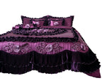 Satin Ruffle Dark Purple Floral Midnight Bloom Comforter, photo 13 of 13