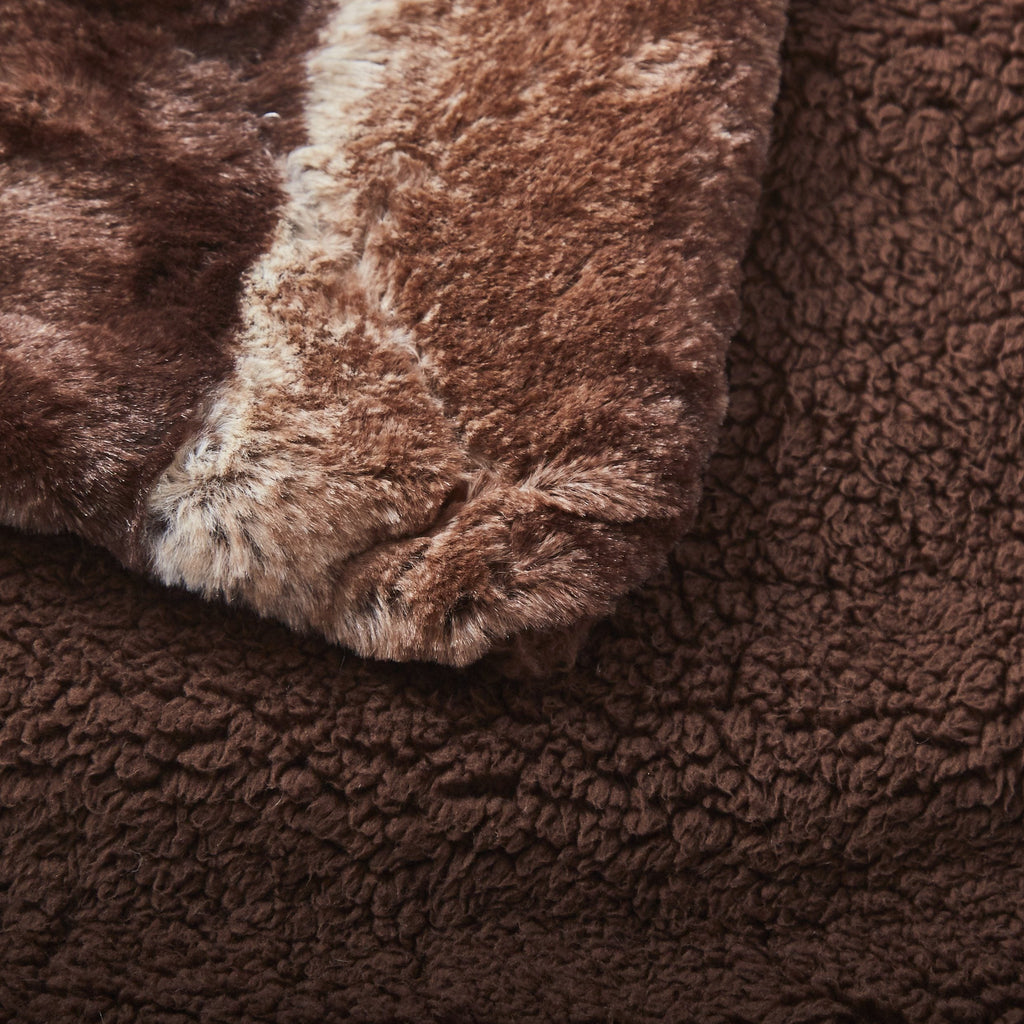 Tache golden brown faux fur sherpa throw blanket, photo 6 of 10