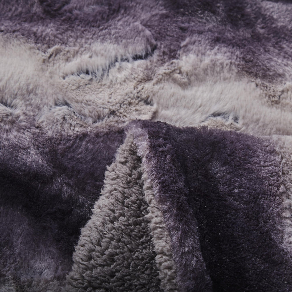 Tache Luxury Black Striped Faux Fur Throw Blanket, photo 4 of 7