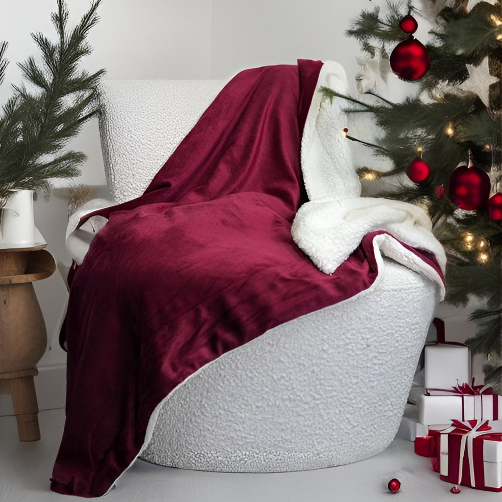 Tache Holiday Red Microfleece with Sherpa Back Throw Blanket, photo 8 of 8