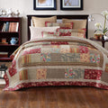 Tache Fairy Tale Tea Party Beige Burgundy Paisley Floral Cotton Patchwork Quilt Set