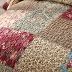 Tache Fairy Tale Tea Party Beige Burgundy Paisley Floral Cotton Patchwork Quilt Set, photo 4 of 9