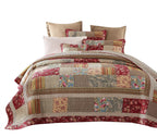 Tache Fairy Tale Tea Party Beige Burgundy Paisley Floral Cotton Patchwork Quilt Set, photo 9 of 9