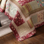 Tache Fairy Tale Tea Party Beige Burgundy Paisley Floral Cotton Patchwork Quilt Set, photo 5 of 9