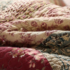 Tache Fairy Tale Tea Party Beige Burgundy Paisley Floral Cotton Patchwork Quilt Set, photo 6 of 9