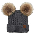C.C Women's Double Pom All Over Cable Knit Beanie, photo 4 of 12
