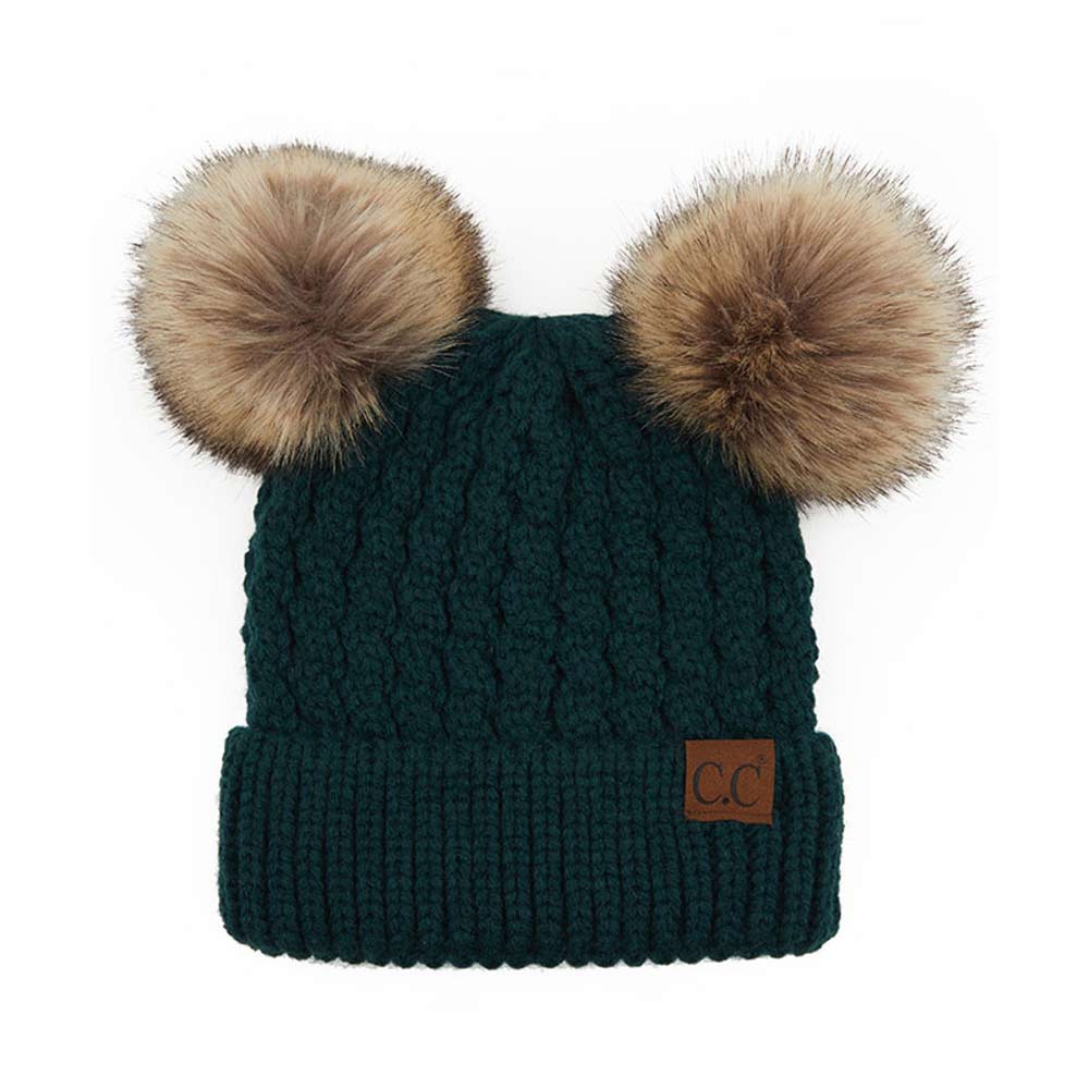 C.C Women's Double Pom All Over Cable Knit Beanie, photo 5 of 12