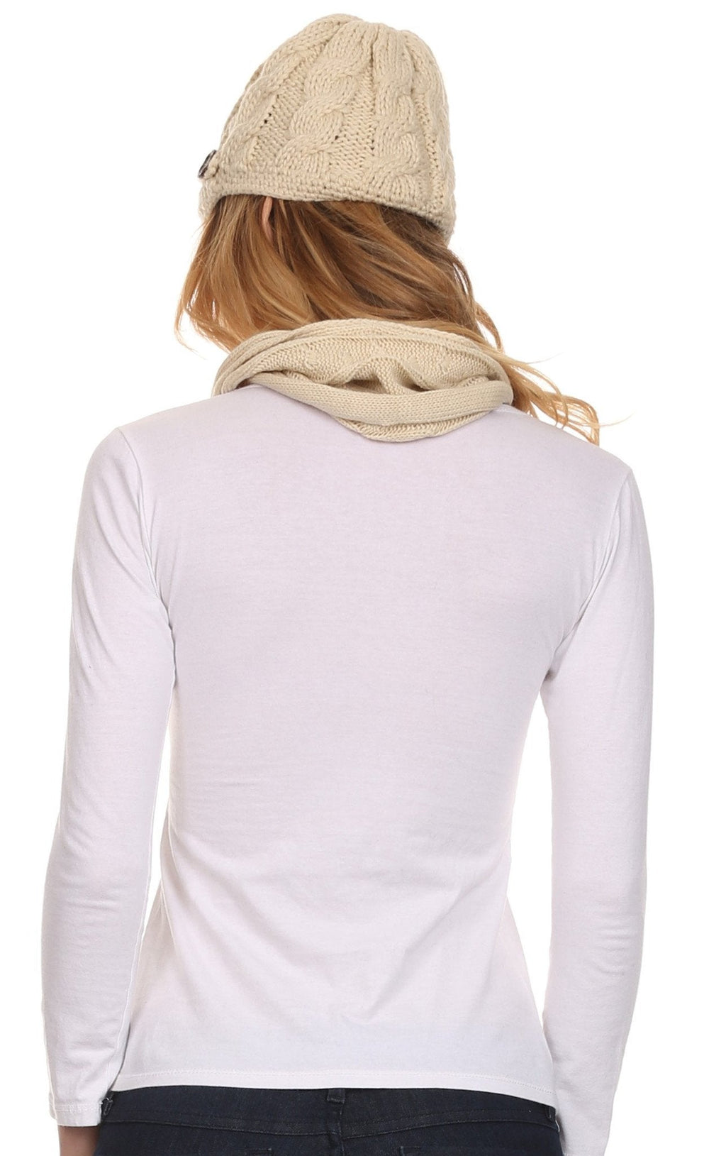 Sakkas Women's Cable Knit Visor Beanie & Scarf Set with Button, photo 2 of 22