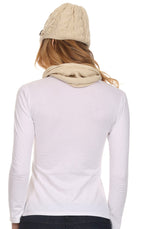Sakkas Women's Cable Knit Visor Beanie & Scarf Set with Button, photo 2 of 22