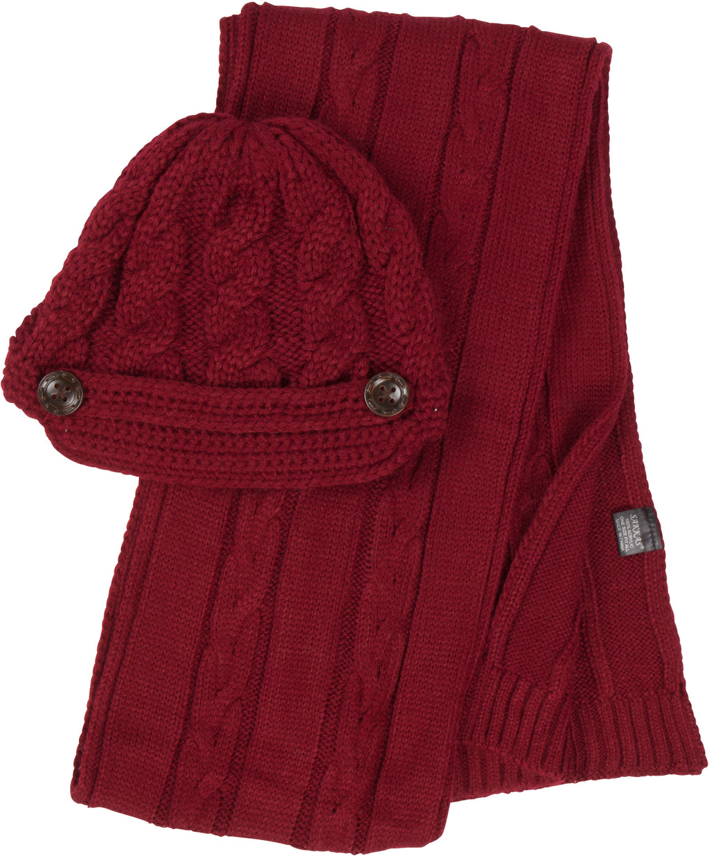Sakkas Women's Cable Knit Visor Beanie & Scarf Set with Button, photo 9 of 22