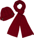 Sakkas Women's Cable Knit Visor Beanie & Scarf Set with Button, photo 8 of 22