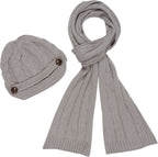 Sakkas Women's Cable Knit Visor Beanie & Scarf Set with Button, photo 12 of 22