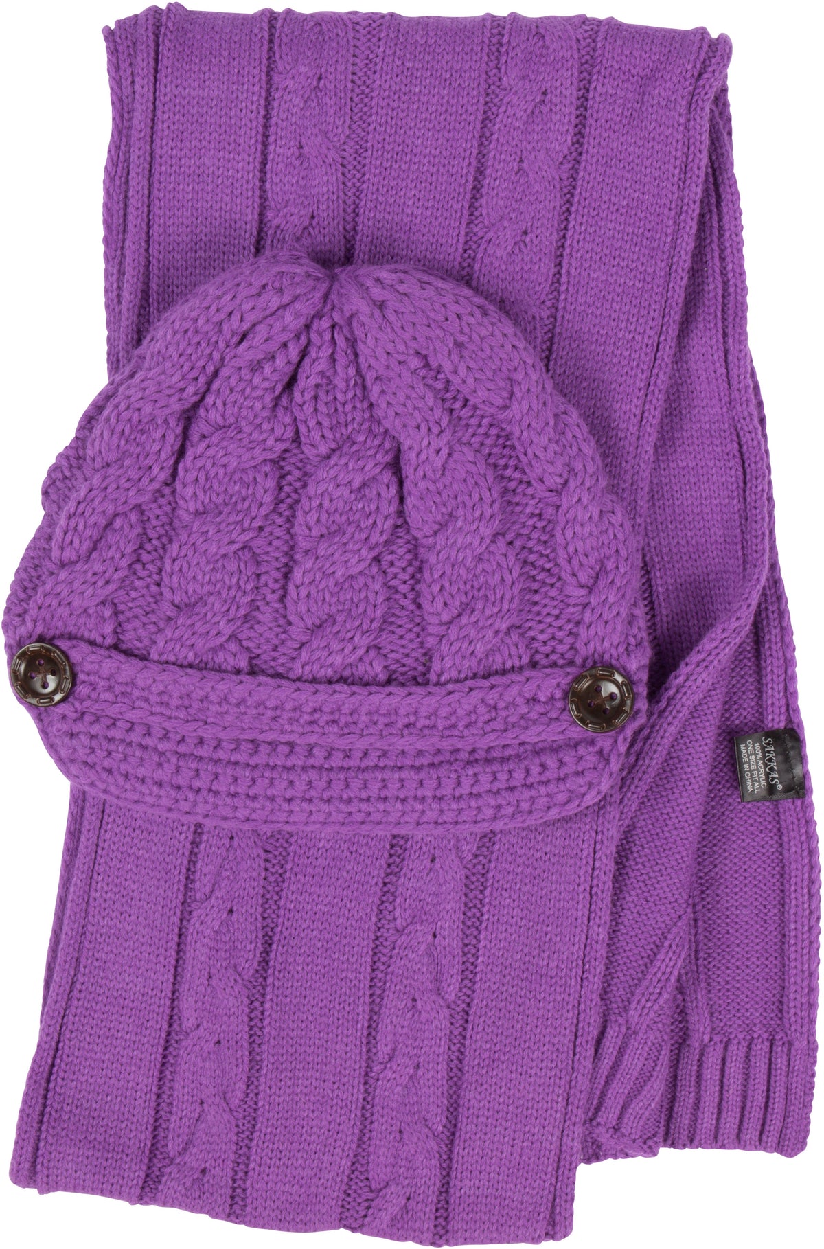 Sakkas Women's Cable Knit Visor Beanie & Scarf Set, photo 20 of 22