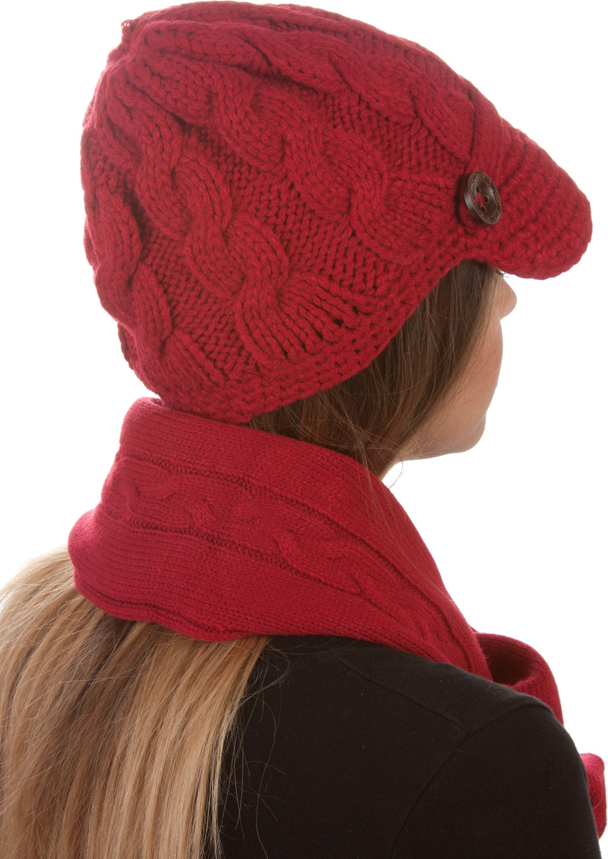Sakkas Women's Cable Knit Visor Beanie & Scarf Set, photo 22 of 22