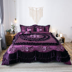 Satin Ruffle Dark Purple Floral Midnight Bloom Comforter, photo 3 of 13