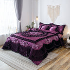 Satin Ruffle Dark Purple Floral Midnight Bloom Comforter, photo 4 of 13