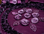 Satin Ruffle Dark Purple Floral Midnight Bloom Comforter, photo 2 of 13