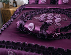 Satin Ruffle Dark Purple Floral Midnight Bloom Comforter, photo 7 of 13