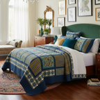 Tache Elegant Striped Forest Patchwork Quilt, Multi Color
