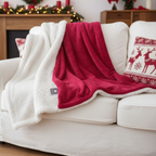 Tache Holiday Red Microfleece Throw Blanket with Sherpa Back