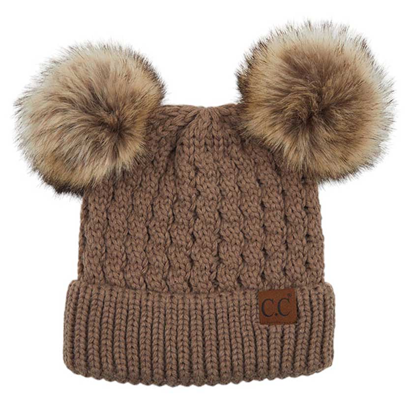 C.C Women's Double Pom All Over Cable Knit Beanie, photo 12 of 12