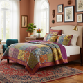 Tache Cotton Bohemian Carnival Garden Quilted Patchwork Bedspread Set