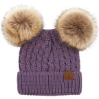 C.C Women's Double Pom All Over Cable Knit Beanie, photo 10 of 12