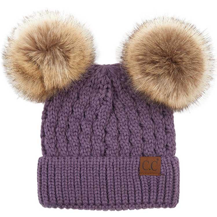 C.C Women's Double Pom All Over Cable Knit Beanie, photo 10 of 12