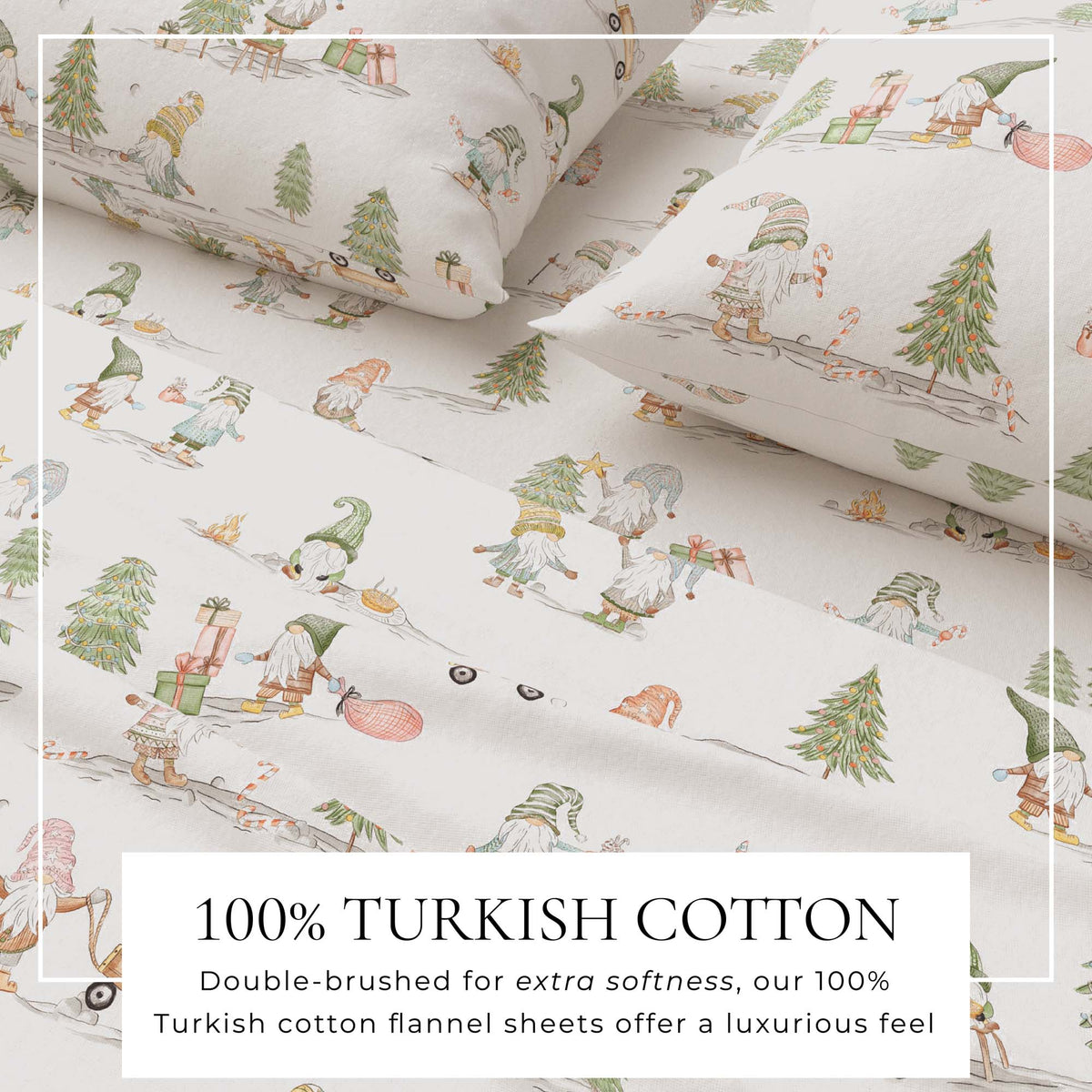 Turkish Cotton Flannel Sheet Set - Elevated Holiday, photo 2 of 48