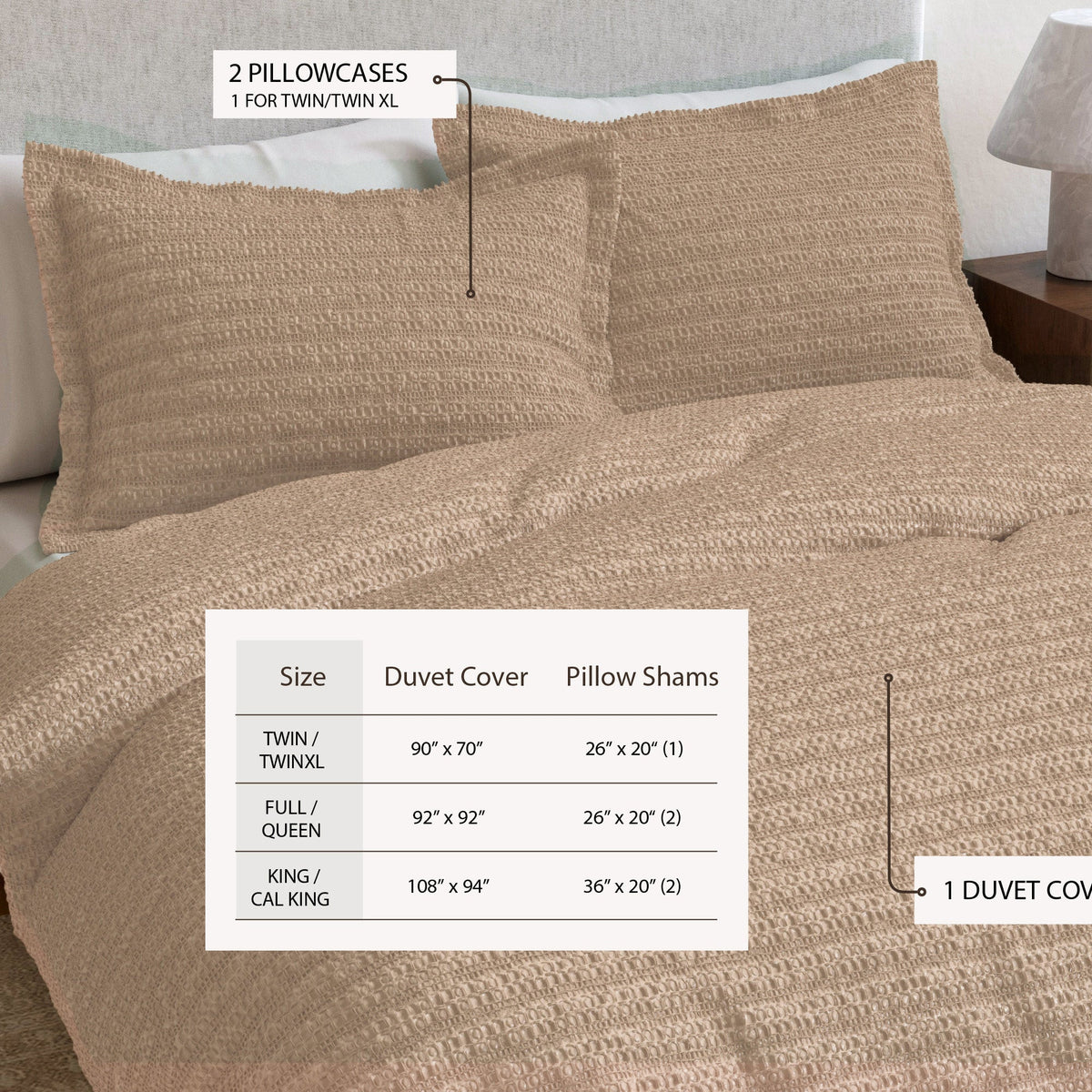 100% Cotton Honeycomb Waffle Duvet Set - Mattea, photo 15 of 42