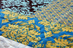 Tache Damask Ornate Baroque Teal Turquoise Blue Green Scalloped Quilt Set, photo 5 of 10