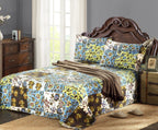 Tache Mystical Forest Green Blue Leaves Cotton Quilt Set, photo 3 of 12