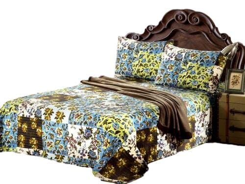 Tache Mystical Forest Green Blue Leaves Cotton Quilt Set, photo 12 of 12