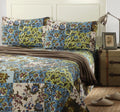Tache Mystical Forest Green Blue Leaves Cotton Quilt Set