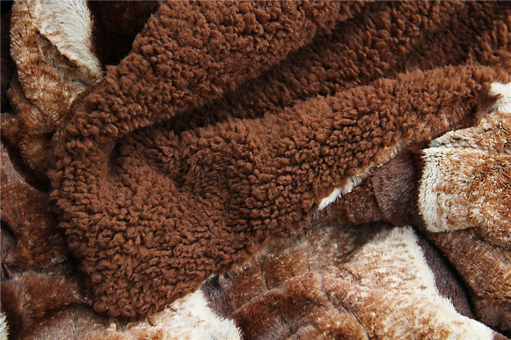 Tache golden brown faux fur sherpa throw blanket, photo 7 of 10