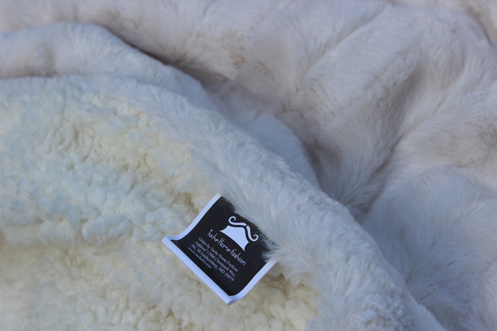 Tache white ivory polar faux fur sherpa throw blanket, photo 9 of 10