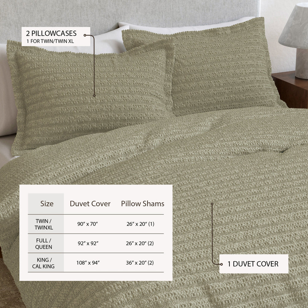 100% Cotton Honeycomb Waffle Duvet Set - Mattea, photo 33 of 42