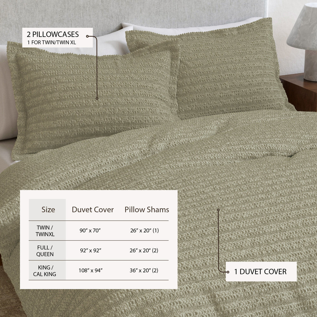 100% Cotton Honeycomb Waffle Duvet Set - Mattea, photo 33 of 42