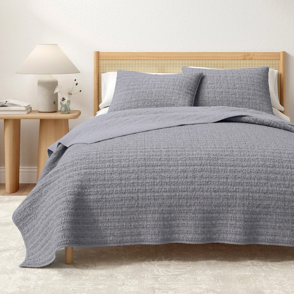 100% Cotton Honeycomb Waffle Garment Washed Quilt Set, photo 37 of 42