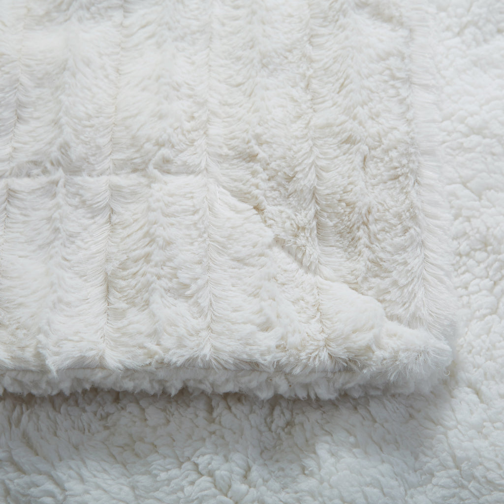 Tache white ivory polar faux fur sherpa throw blanket, photo 2 of 10