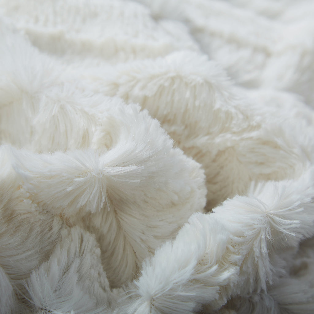 Tache white ivory polar faux fur sherpa throw blanket, photo 7 of 10
