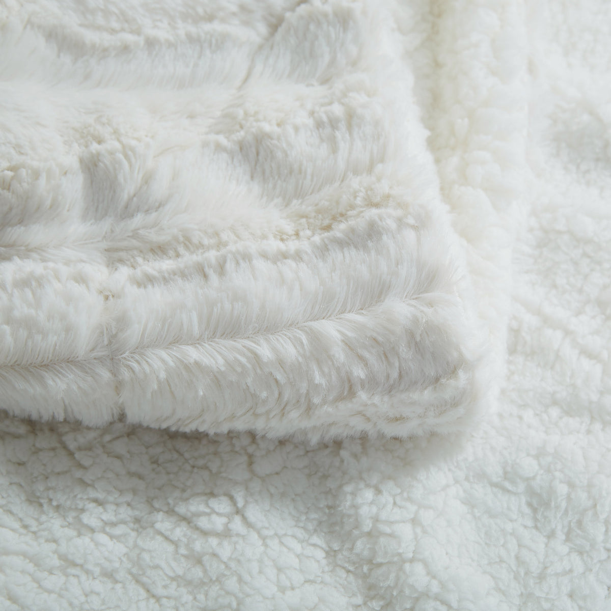 Tache white ivory polar faux fur sherpa throw blanket, photo 4 of 10