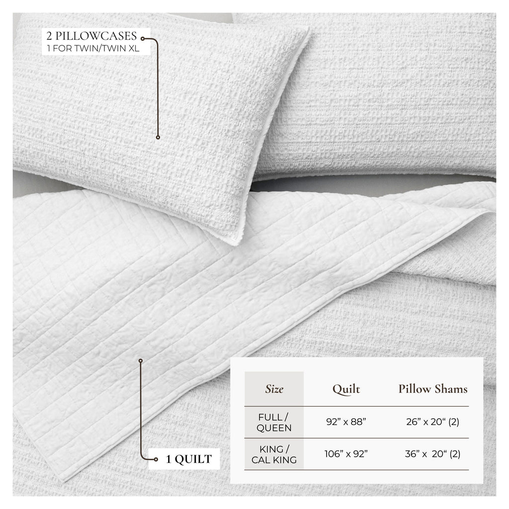 100% Cotton Honeycomb Waffle Garment Washed Quilt Set, photo 3 of 42