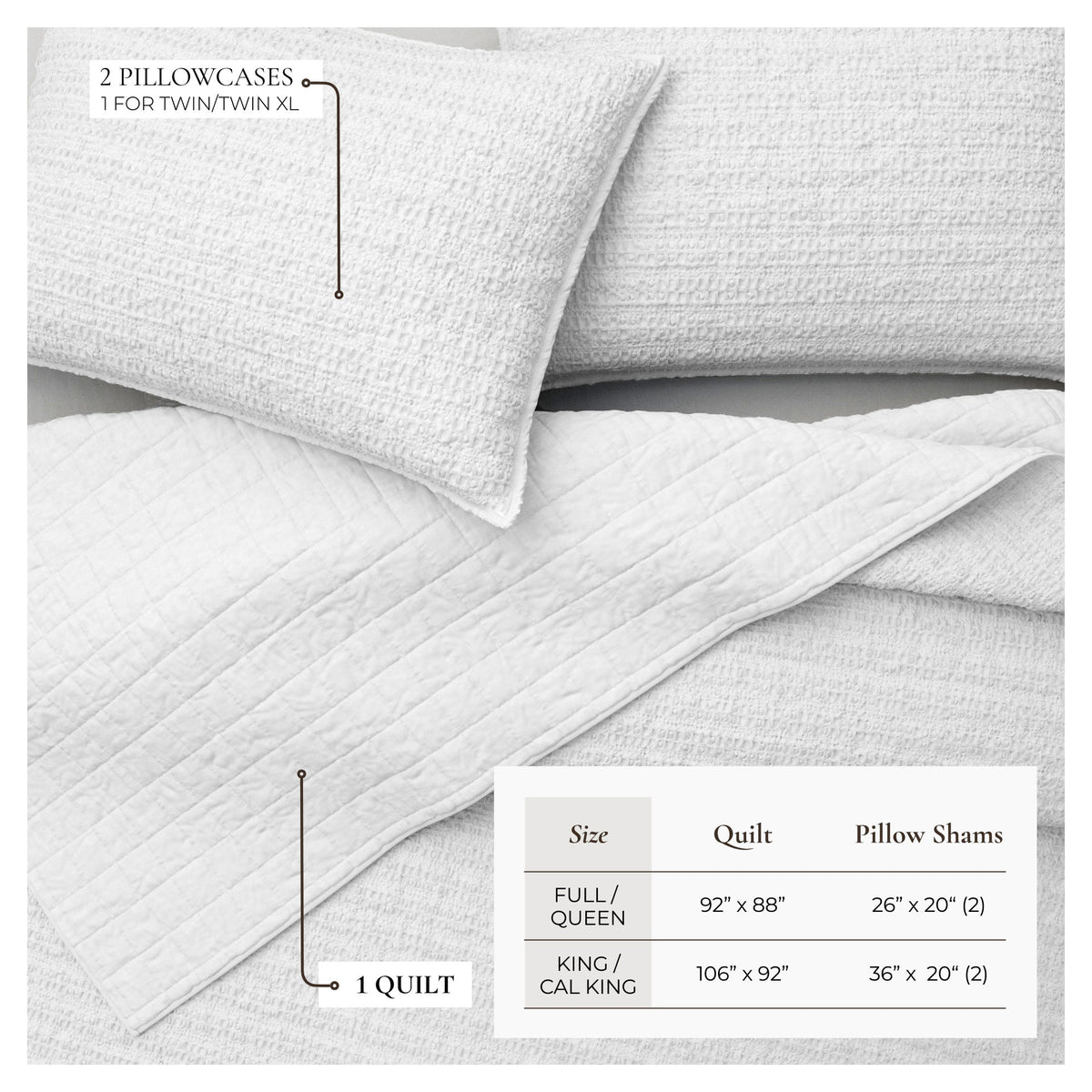 100% Cotton Honeycomb Waffle Garment Washed Quilt Set, photo 3 of 42