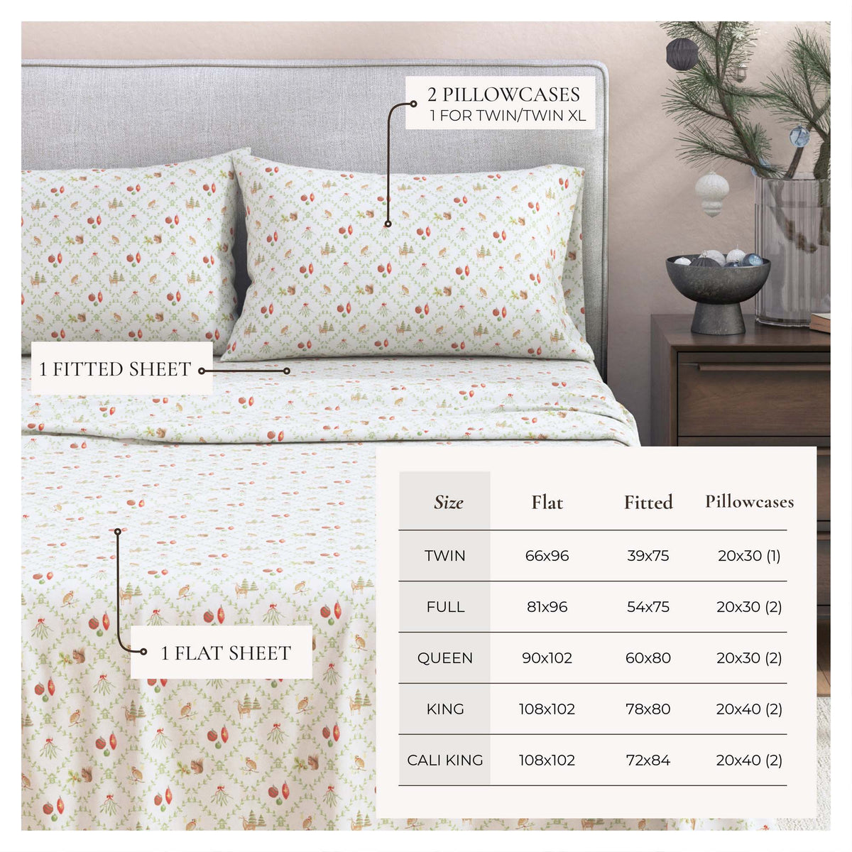 Turkish Cotton Flannel Sheet Set - Elevated Holiday, photo 9 of 48