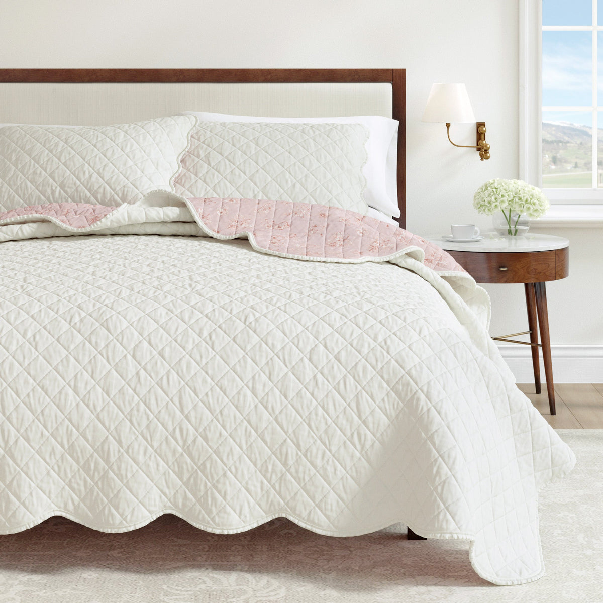 Floral Print & Scalloped Edge Cotton Quilt Set - Sandie, photo 12 of 12